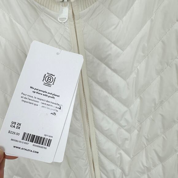 Athleta Mendocino Puffer Coat Quilted White Light Quilted Belted Size 2X NWT - Picture 8 of 16